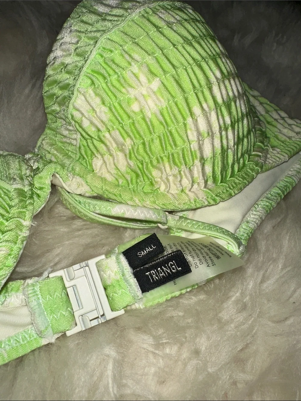 triangl swimwear Neon Lime Green Textured Bikini Set
